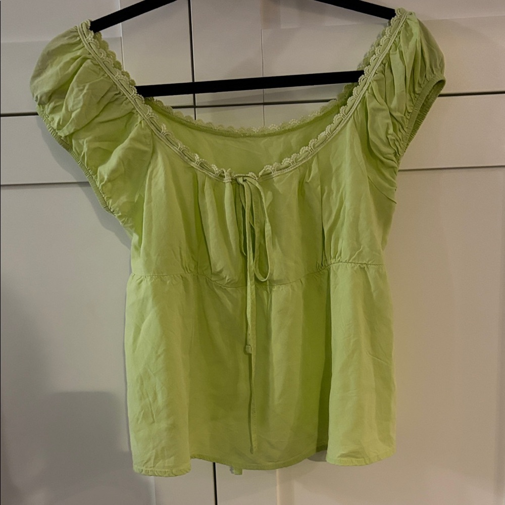SHEIN Light Green Peasant Blouse